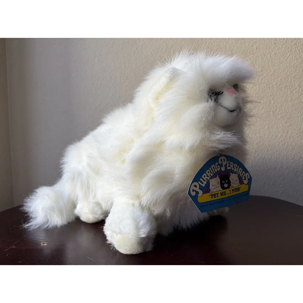 Vintage 1988 Prrrt Inc Purring Persian Cat Plush White 80s Deadstock Working NWT